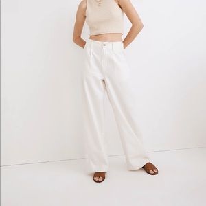 Madewell cotton-linen pleated wide-leg pants